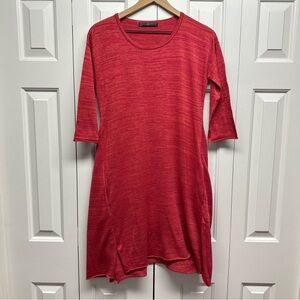 PERUVIAN CONNECTION 100% Pima Cotton‎ Knit Dress Red Size Small